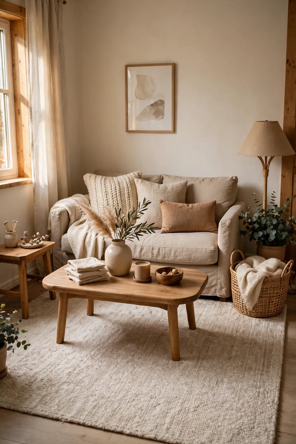 Soft washable area rug under a sofa and coffee table in a small living room